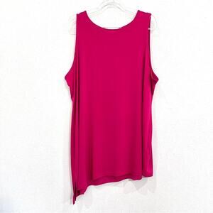 Susan Graver Tunic Tank Top Hot Pink Asymmetrical Hem Sleeveless - 3X